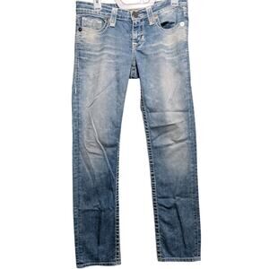 Big Star Womens Boot Cut Jeans Blue Stretch Light Wash Stitch Low Rise Denim 28